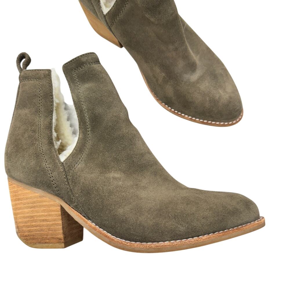 Jeffrey Campbell Green Suede Leather Ankle Boots Womens 8 Fall Booties Classic - Picture 2 of 10